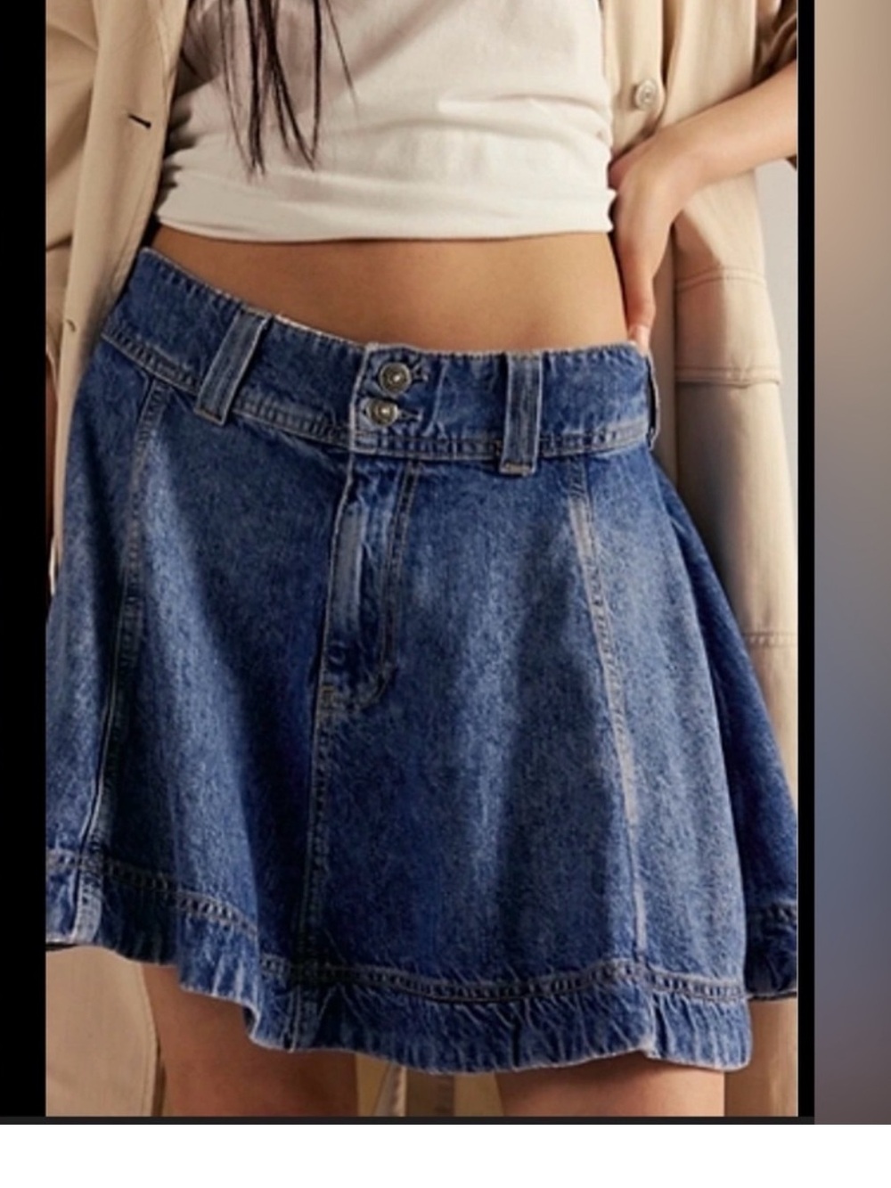 We the Free Canyon Denim Mini Skirt - Blue NEW - Picture 3 of 9